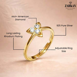 Bague de fiançailles solitaire florale minimaliste à 3 pierres plaquée or 18 carats pour enfants, style Hallmark - Product Image 5