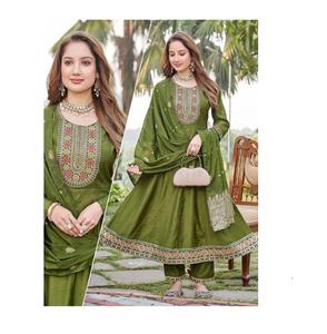 Kurti Designer Vetican Ghera avec Dupatta Banarasi pour Femmes, Tenue de Mode Ethnique pour Mariage, Fête, Occasions Spéciales et Bureau - Product Image 1
