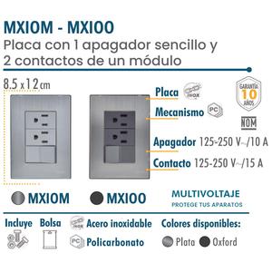 เต้ารับไฟฟ้าแบบรับรองมาตรฐาน, MXIOM-006, 10 ชิ้น, 2 ช่อง/สวิตช์, 125-250VAC, 10/15A, 50/60Hz, สีเงิน, สแตนเลส/พีซี - Product Image 2