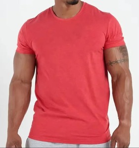 Camiseta de punto de algodón 100% de talla grande para hombre de alta calidad personalizada camiseta en blanco de peso pesado para hombre - Product Image 2