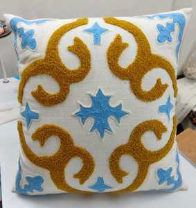 India-Made Luxury Cotton Cartoon Customizable Pillowcases Handmade Embroidery Modern <b>Tufted</b> <b>Cushions</b> Cover Home Decor Square - Product Image 4