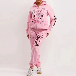 ชุดเซ็ตแทรคสูทลำลองแบบมีฮู้ดผูกเชือก สไตล์วินเทจฟอกสี ระบายอากาศ แห้งเร็ว 2 ชิ้น ทรงบอมเบอร์ โอเวอร์ไซส์ ทรงหลวม สีพื้น - Product Image 3