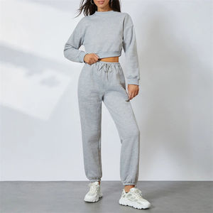 Conjuntos de 2 piezas para correr para mujer, ropa deportiva de otoño, gimnasio al aire libre, entrenamiento, chándales de Fitness, sudaderas de manga larga con cuello redondo y pantalones para correr - Product Image 2