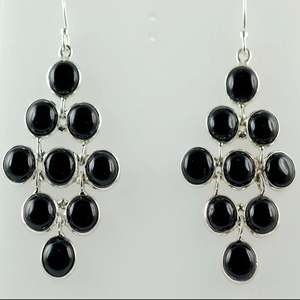 Boucles d'oreilles fines en argent sterling 925 faites à la main par Navya Craft, onyx noir pour femmes, pour Noël, anniversaire, Saint-Valentin - Product Image 3
