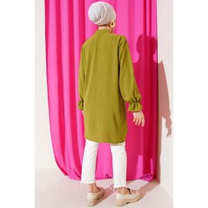 Chemise à volants en V Vert Pétrole - Product Image 4