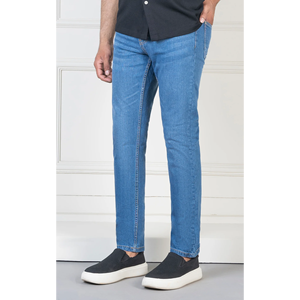 Nuevo diseño estilo recto de cinco bolsillos, cinturón de cierre de botón, Mosca de cremallera, efecto lavado de piedra 99% algodón 1% elastano hombres jeans - Product Image 1