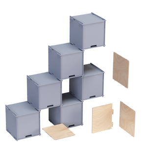 Cubos de madera modulares autónomos Estante de pared entrelazado de 110x120cm para libros Joyería Garaje y uso de oficina - Product Image 5