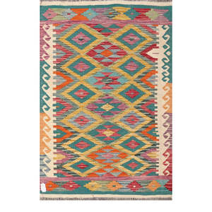 Alfombra Kilim de Maimana, Afganistán, 152 x 102 cm, Juego de Alfombras Tradicionales Tejidas a Mano - Product Image 1