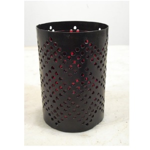 Powder Coated Metal Die Cut Design with <b>Red</b> Glass Votive Hurricanes <b>Candle</b> Holder Home Decorative Wedding Party Table Top Decor - Product Image 3