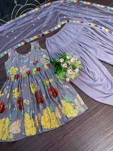 Top Georgette pesado de 3 colores de nuevo diseñador con traje Dhoti Ropa india y pakistaní - Product Image 4