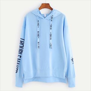 Fashionable Acid Wash Knitted Fabric Women's Full Sleeve Length Hoodies Winter Oversized Slim-Fit Design Front Badge <b>Tie</b> Hooded - Product Image 6