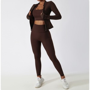 Ensemble de yoga pour femmes avec soutien-gorge de sport et leggings, respirant, à carreaux, 3 pièces, vêtements de sport sans couture, taille haute, vêtements de sport pour la salle de sport, 2026 - Product Image 3