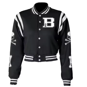 Veste de Baseball décontractée à manches longues veste universitaire respirante pour femmes bloc de couleur Vintage boutonné Bomber vestes - Product Image 5
