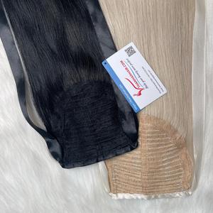 Vente en gros d'extensions de cheveux humains 100% queues de poney cuticule alignée cheveux vierges bruts cheveux de queue de cheval - Product Image 5