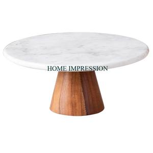 Soporte de tarta de boda con tapa de mármol completo con base de madera para bodas y fiestas de celebración con tapa de mármol a precios al por mayor - Product Image 6