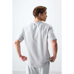 T-shirt basique pour homme en coton texturé épais et doux, coupe ample - 88378 - Stone - Product Image 5