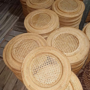 Eco-friendly Sustainable Rattan <b>Bamboo</b> Charger Dishes Handmade Natural Brown Plate Dinning <b>Table</b> Made in Viet Nam Wicker Crafts - Product Image 4