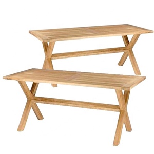 Mobilier d'extérieur en bois de teck d'Indonésie Table à manger rectangulaire au design européen avec verre pour hôtels, parcs et extérieurs - Product Image 4
