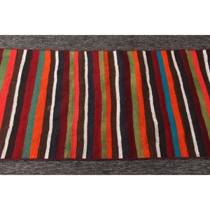 พรมขนาด 2.6x7.3 ฟุต, พรมวินเทจตุรกี, พรมลายทางสีน้ำตาลรุ้ง - Product Image 5