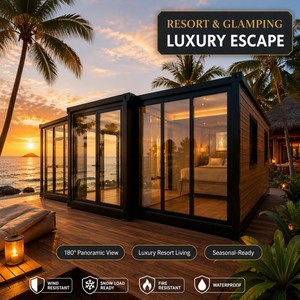 Suite modulaire de luxe en bord de mer, <span class=keywords><strong>maison</strong></span> préfabriquée à double aile extensible pour les vacances au lac et en bord de mer - Product Image 1
