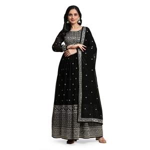 Ensemble de salwar kameez ethnique en georgette brodé pour femmes Trendmalls G243, vêtements de mariage indiens/pakistanais avec kurta et pantalon - Product Image 1