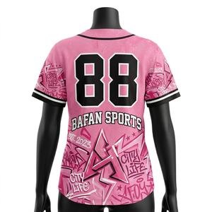 pink women baseball jersey streetwear vibe casual fashion breathable sporty top outfit Women Baseball Jersey - Product Image 4