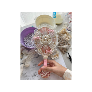 Seashell Mirror <b>Hair</b> Comb Clip Necklace Set Handmade Coastal Beach Wedding Bridal Party Accessory Unique Gift Bohemian - Product Image 5