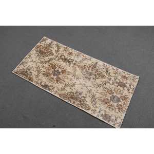1.7x3.4 ft Turkish Rug, <b>Brown</b> Patchwork Vintage Rug <b>Wool</b> - Product Image 1