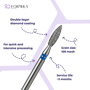 Professional Diamond <b>Nail</b> Bit Sharp Flame 2.5mm Blue Grit for Manicure & Pedicure - Product Image 2