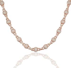 Chaîne à billes ronde en or rose 14 carats et argent sterling 925, qualité supérieure, testée, style luxueux, 16-24 pouces - Product Image 3