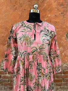 Maxi vestido de algodón con estampado de jungla estilo bohemio vestido largo hecho a mano vestido de tigre bloque de mano impreso Hippie Wrap - Product Image 4