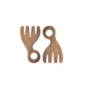 Service à la main de salade en bois de haute qualité, service à la main, utilisation à la main, cuillère à main en bois brillante et polie pour aliments - Product Image 1