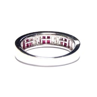 Cincin Kawin Wanita Emas Putih 18K Solid Model Princess Cut Klasik, Harga Pabrik, Batu Ruby Setting Tak Terlihat, Cocok untuk Pesta