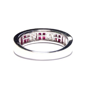 Vente en gros de bagues de mariage classiques en or blanc massif 18 carats pour femmes, prix d'usine, sertissage invisible, rubis naturel véritable - Product Image 3