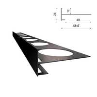 Profil de nez de marche Renoplast SC1 moderne en aluminium étanche avec drainage pour sols en céramique à bord unique - 200 cm 12 mm à emboîtement