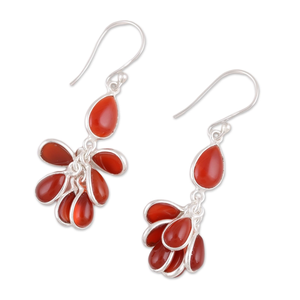 Vente d'usine de haute qualité 925 en argent Sterling rouge cornaline pierre précieuse crochet boucle d'oreille bijoux faits à la main août pierre de naissance cadeau article - Product Image 2