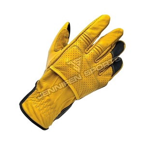 Guante de motocicleta Dedos completos Protección de nudillos y dedos Muñeca elástica Hecho de cuero perforado/liso Forro polar interior - Product Image 1
