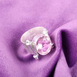 Anillo de Morganita Hecho a Mano, Joyería de Plata de Ley, Anillo de Fiesta, Regalo para Mujer, Elegante y Único - Product Image 1