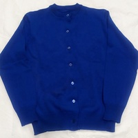 Sorority Blaue Strickjacke mit Rundhalsausschnitt Langarm Damen Klassischer Stil Einfarbig Knopfverschluss Für Alle Jahreszeiten Reguläre Passform