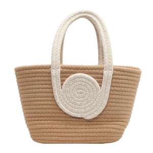 New Style Woven Tote Bag High-End Simple Handbag Straw Cotton Yarn Woven Open Closure Versatile Women's Bag - Product Image 1