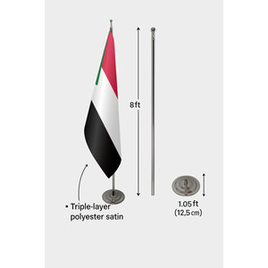 Drapeau d'intérieur officiel du Soudan, drapeau en soie personnalisé avec mât en aluminium, impression numérique, logo personnalisé, numéro de modèle, drapeau mondial - Product Image 6