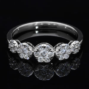 แหวนเพชรกลุ่มลายดอกไม้สีทอง14K มีลวดลาย5รอบ0.44CTW เพชรธรรมชาติตั้งค่าไมโครง่ามประกายคลาสสิก - Product Image 1