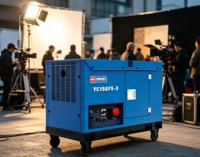 Générateur diesel industriel silencieux 15 kW, type 20 kVA max, bicylindre en V, groupe électrogène portable, AVR, réservoir 26 L, 50 Hz, 400 V, 1800 tr/min