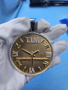 Pendentif rond en moissanite sertie de diamants, forme de montre vintage personnalisée, argent 925, cadeau de fête pour bijoux fins, pendentifs et breloques - Product Image 5