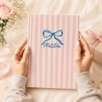 LABON Journal à nœud Journal personnalisé Nom personnalisé Cahier mignon Papeterie esthétique pour femme Cadeau pour elle