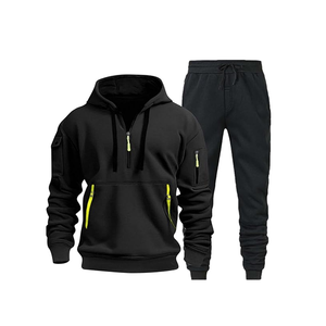 Combinaisons de survêtement de couleur unie avec logo personnalisé de haute qualité Survêtements vierges pour hommes Ensembles de survêtement de jogging - Product Image 3
