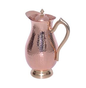 Durable 1.5L Hammered Design Pure Copper <b>Water</b> <b>Jug</b> <b>with</b> Leak-Proof <b>Lid</b> Stylish Ayurvedic Health Benefits Plastic Drinkware - Product Image 1