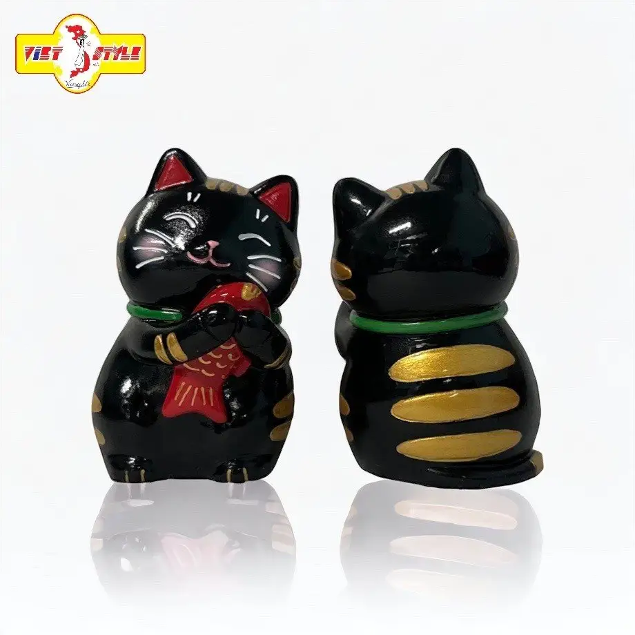 Porcelaine chat porte-bonheur Statues tirelire chat dieu de la Fortune tirelire décoration de la maison cadeaux Feng Shui artisanat grand chat Statues