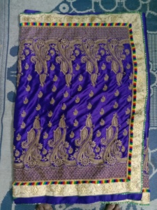 Saris de calidad asegurada con color azul sólido hecho a mano último diseño estilo indio mujeres usan saris vestido para la venta - Product Image 3