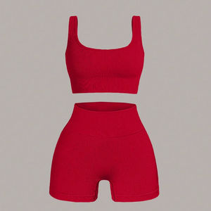 Venta al por mayor conjunto de yoga Color a juego Cruz en la espalda Conjunto de yoga con tiras Ropa deportiva Mujeres Gimnasio Fitness conjuntos de yoga - Product Image 6